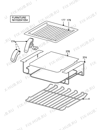 Взрыв-схема плиты (духовки) Parkinson Cowan L50MBN - Схема узла H10 Furniture
