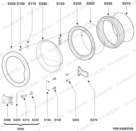 Взрыв-схема стиральной машины Zanussi ZWG1101 - Схема узла Door