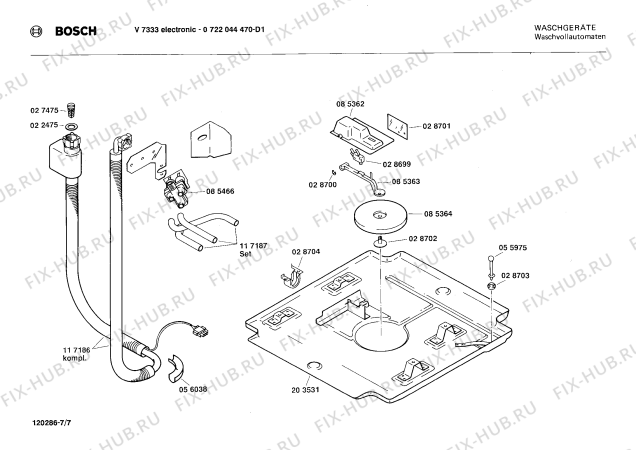 Схема №3 0722044335 V721 с изображением Шланг для стиралки Bosch 00080878