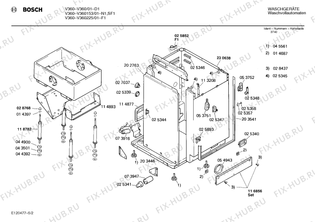 Схема №1 0722044533 V360 с изображением Панель для стиралки Bosch 00117270