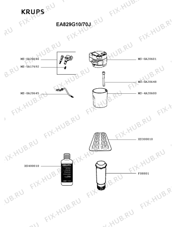 Взрыв-схема кофеварки (кофемашины) Krups EA829G10/70J - Схема узла QP005406.2P4