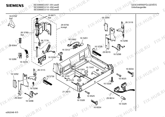 Взрыв-схема посудомоечной машины Siemens SE53900EU - Схема узла 05