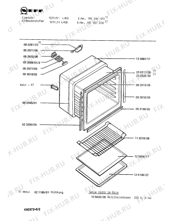 Взрыв-схема плиты (духовки) Neff 195304129 1037/51LHCD - Схема узла 02