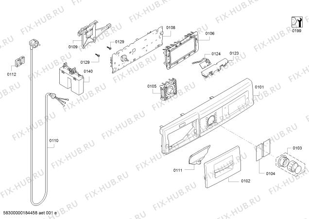 Схема №2 WAW32640AU Serie 8 HomeProfessional с изображением Панель управления для стиральной машины Bosch 11007794