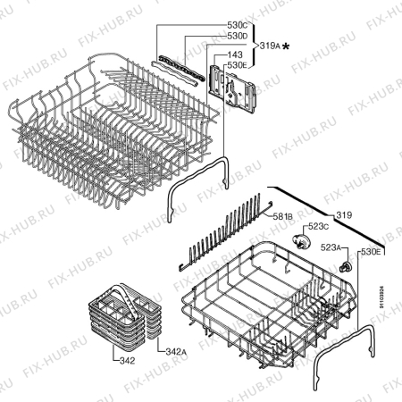 Взрыв-схема посудомоечной машины Rex RS3TGS - Схема узла Basket 160