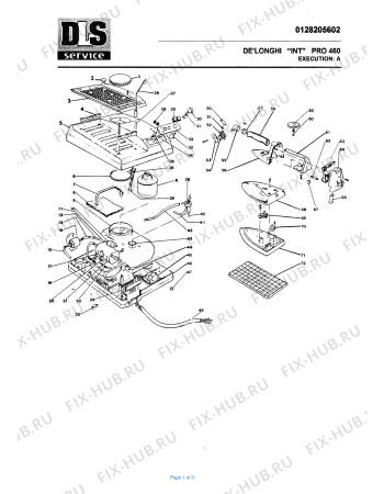 Схема №1 PRO 460   EX:A с изображением Запчасть для утюга (парогенератора) DELONGHI VT405089