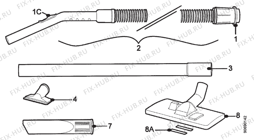 Взрыв-схема пылесоса Electrolux Z1642 - Схема узла Section 2