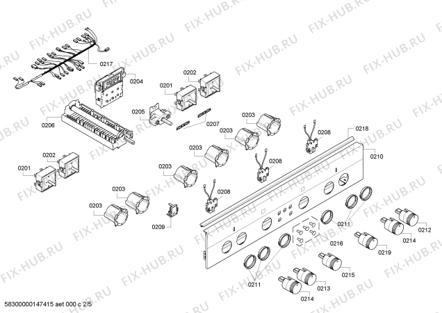 Взрыв-схема плиты (духовки) Siemens HC744240 - Схема узла 02