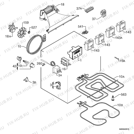 Взрыв-схема плиты (духовки) Zanussi ZOU581XQ - Схема узла Electrical equipment 268