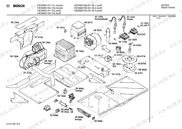 Схема №3 HES672HNL с изображением Инструкция по эксплуатации для духового шкафа Bosch 00514772