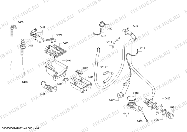 Взрыв-схема стиральной машины Siemens WM12S425EE iQdrive vario Perfect; aquaSecure 8kg - Схема узла 04