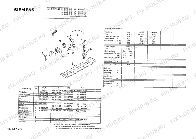 Взрыв-схема холодильника Siemens KU1419 - Схема узла 02