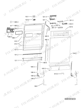 Схема №3 ADPY 1120 IX с изображением Панель для посудомоечной машины Whirlpool 480140102833