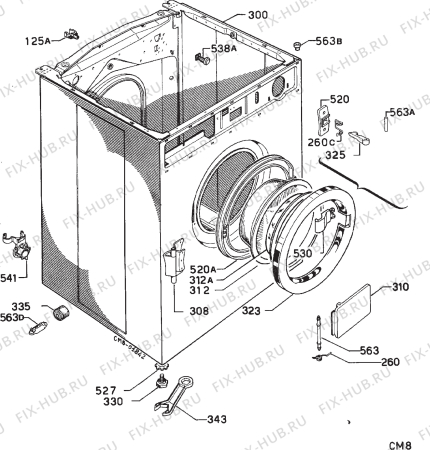 Взрыв-схема стиральной машины Zanussi EWD1057 - Схема узла Cabinet + armatures