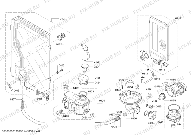 Взрыв-схема посудомоечной машины Bosch SMV53N30EU Active Water Eco - Схема узла 04