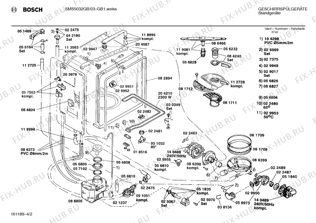 Схема №1 SMS5032GB с изображением Инструкция по эксплуатации для посудомойки Bosch 00513904