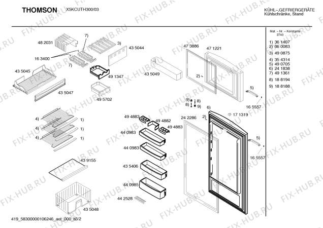 Схема №3 X5KCUTH300 с изображением Панель управления для холодильника Bosch 00442628