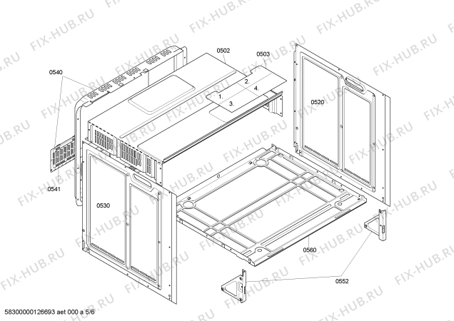 Взрыв-схема плиты (духовки) Bosch HEN43T154 - Схема узла 05