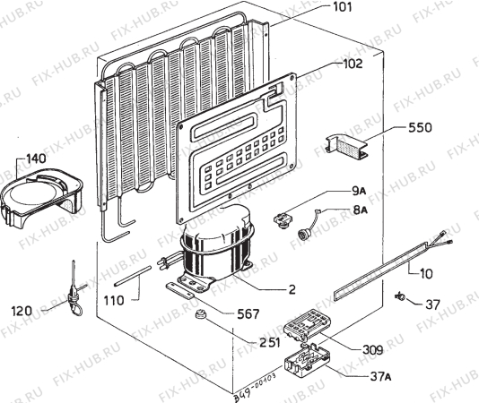 Взрыв-схема холодильника Electrolux RF5930 - Схема узла Refrigerator cooling system