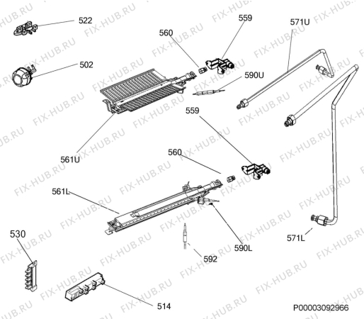 Взрыв-схема плиты (духовки) Zanussi ZCG9510H1W - Схема узла Functional parts