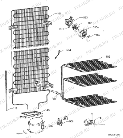 Взрыв-схема холодильника Zanussi ZRB937VW - Схема узла Cooling system 017