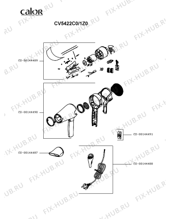 Схема №1 CV5422C0/1Z0 с изображением Элемент корпуса для электрофена Calor CS-00144490