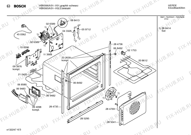 Взрыв-схема плиты (духовки) Bosch HBN565A - Схема узла 03