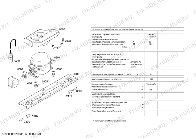 Взрыв-схема холодильника Siemens KG34NV00 - Схема узла 03