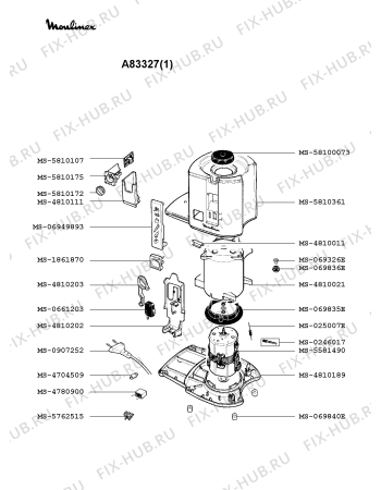 Взрыв-схема соковыжималки Moulinex A83327(1) - Схема узла LP000862.5P2