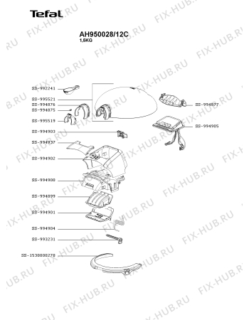 Схема №1 AH950029/12D с изображением Инструкция по эксплуатации для электротостера Tefal SS-994890