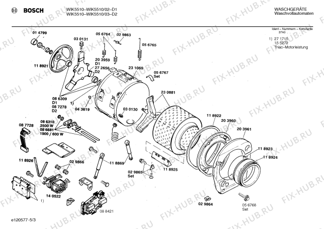 Взрыв-схема стиральной машины Bosch WIK5510 - Схема узла 03