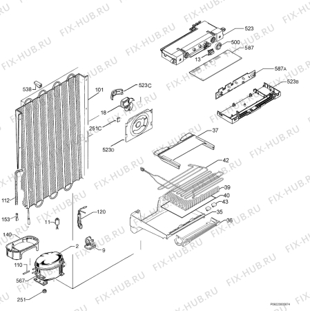Взрыв-схема холодильника Electrolux EUF27291W - Схема узла Cooling system 017