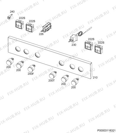 Взрыв-схема плиты (духовки) Aeg EEB350010M - Схема узла Command panel 037