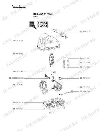 Взрыв-схема мясорубки Moulinex ME625131/350 - Схема узла OP004182.0P2