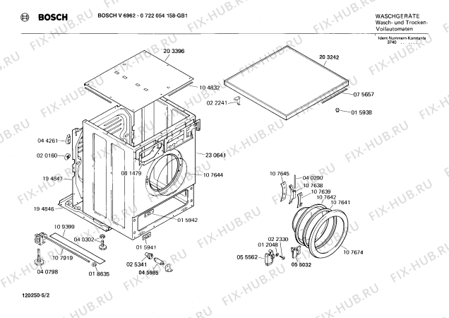 Взрыв-схема стиральной машины Bosch 0722054158 V6962 - Схема узла 02