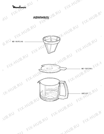 Взрыв-схема кофеварки (кофемашины) Moulinex ABW949(0) - Схема узла FP001477.5P2