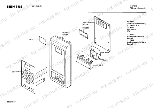 Схема №3 HF1342 с изображением Контактная пленка для свч печи Siemens 00056359