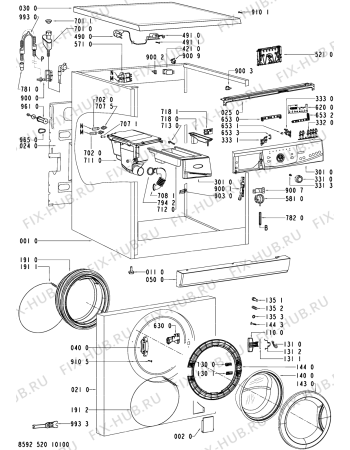 Схема №1 AWO/D 7300 с изображением Обшивка для стиральной машины Whirlpool 481245311062