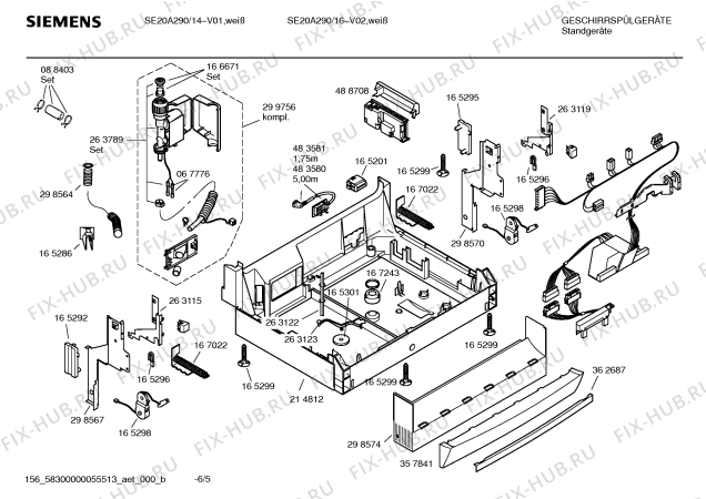 Взрыв-схема посудомоечной машины Siemens SE20A290 HiSense - Схема узла 05