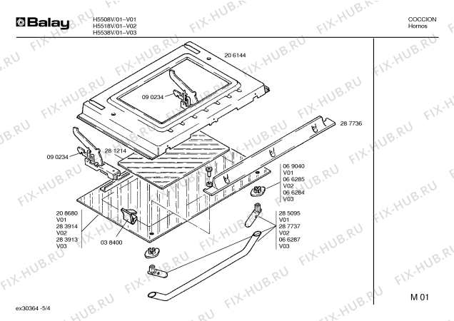 Схема №3 H5506V с изображением Световод для плиты (духовки) Bosch 00038957