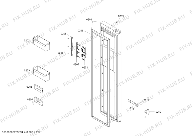 Схема №3 KAN92SCQ0C с изображением Дверь для холодильника Bosch 00714526