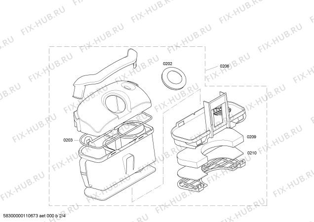 Взрыв-схема пылесоса Siemens VS57A80 dino e bagless  2000 W - Схема узла 02
