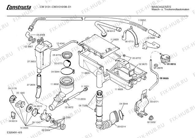 Взрыв-схема стиральной машины Constructa CW31310 CW3131 - Схема узла 05