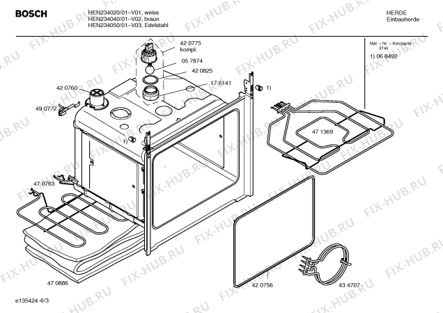 Взрыв-схема плиты (духовки) Bosch HEN234020 - Схема узла 03