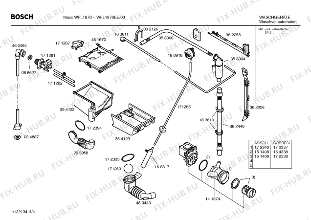 Схема №4 WFL1870EE BOSCH Maxx WFL 1870 с изображением Таблица программ для стиральной машины Bosch 00189160