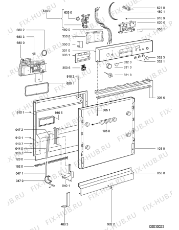 Схема №2 ADG 8930 IX с изображением Панель для электропосудомоечной машины Whirlpool 480140102218