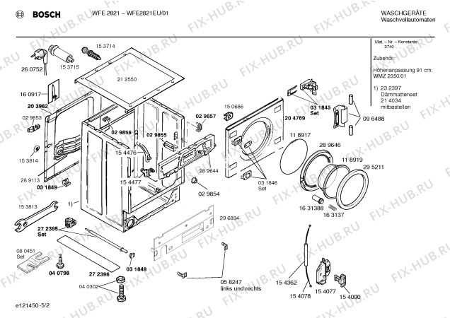 Схема №4 WFE2821EU WFE2821 с изображением Инструкция по эксплуатации для стиралки Bosch 00521440