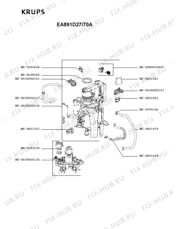Взрыв-схема кофеварки (кофемашины) Krups EA891D27/70A - Схема узла 7P005915.5P3
