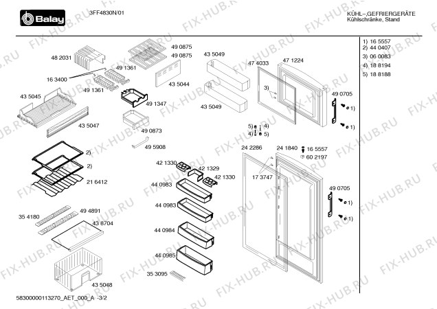 Схема №3 3FF4830B с изображением Дверь для холодильной камеры Bosch 00241840