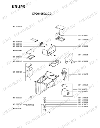 Схема №3 XP400050/3C0 с изображением Труба для электрокофеварки Krups MS-622221
